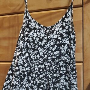 Floral Black and White Dress